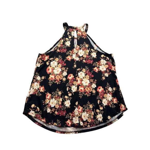 Mind Code Floral Sleeveless Top Size L High Neck Keyhole Back - Picture 2 of 4
